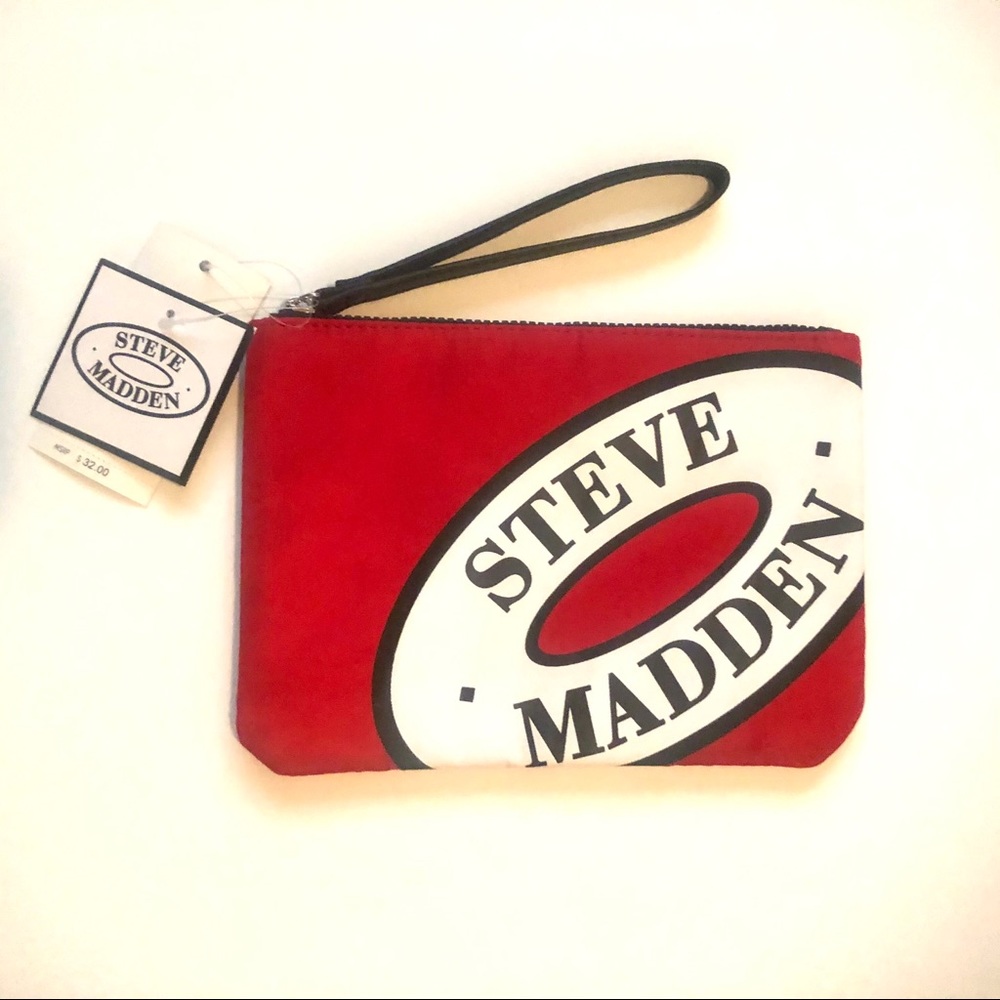 Steve Madden Red Logo Nylon Pouch / Clutch (NWT)